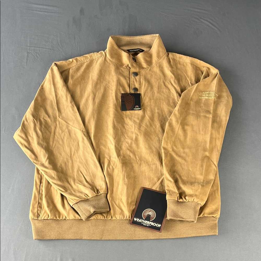 Weatherproof Men's Large 4 snap classic Golf outing Khaki pullover‎ Jacket BNWT